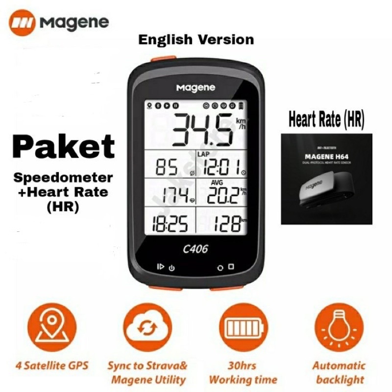 PAKET MAGENE C-406 Bike Computer Road Bike, Seli, MTB