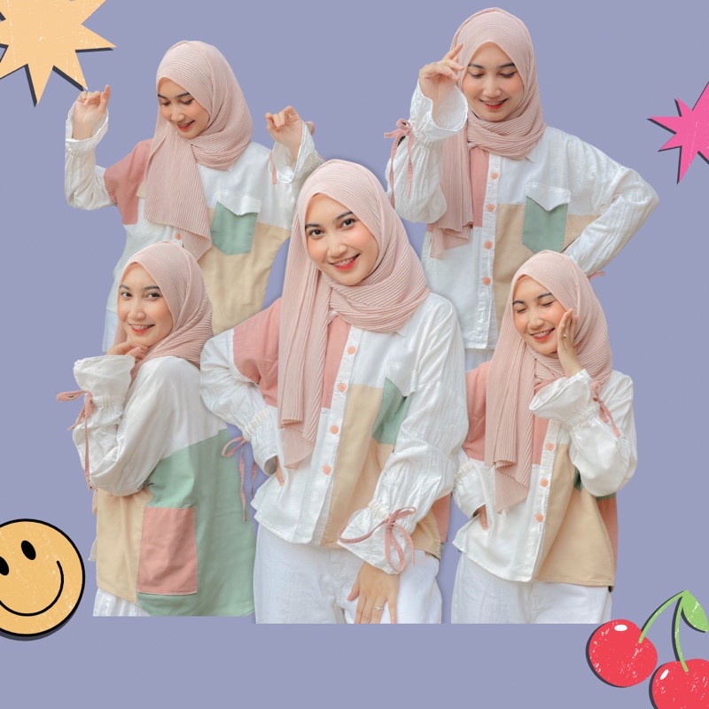 DC88HQ HAIRI - Kireina Kemeja/Outer Colorblock Black and Broken White