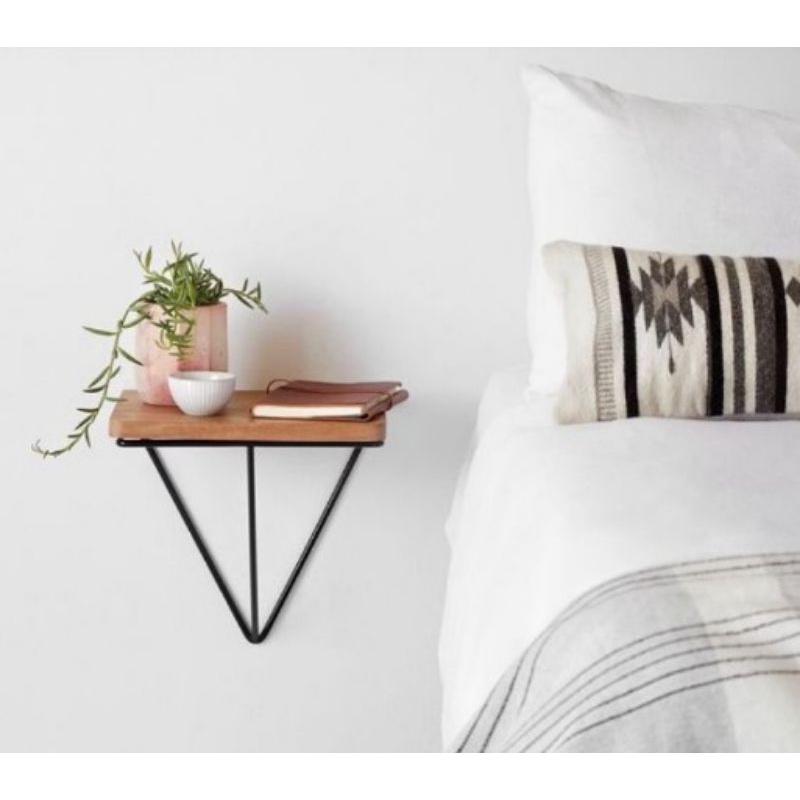 RAK DINDING TEMPEL MINIMALIS KAYU BESI