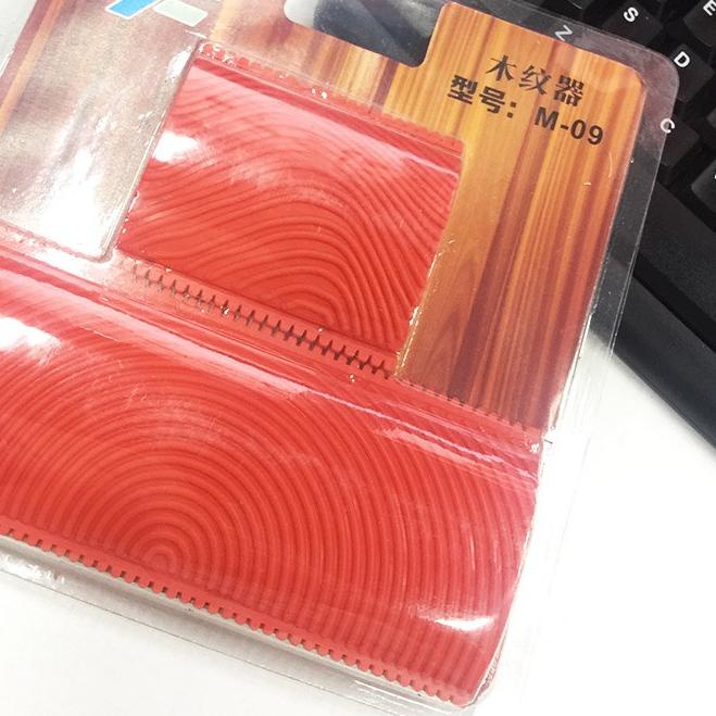 ♙ Isi 2 Kuas Cat Roll Karet Dinding Efek Corak Motif Kayu Roller Paint Alat Kayu Wood Graining Rubbe