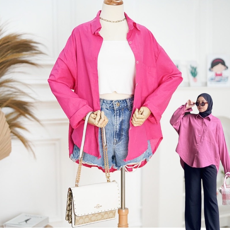GFS KEMEJA OVERSIZE LINEN SHIRT POCKET KANTONG BYA