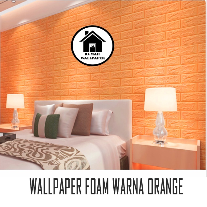 RW Wallpaper Foam Orange Bata 3D Bata Warna Orange Premium Wall Paper