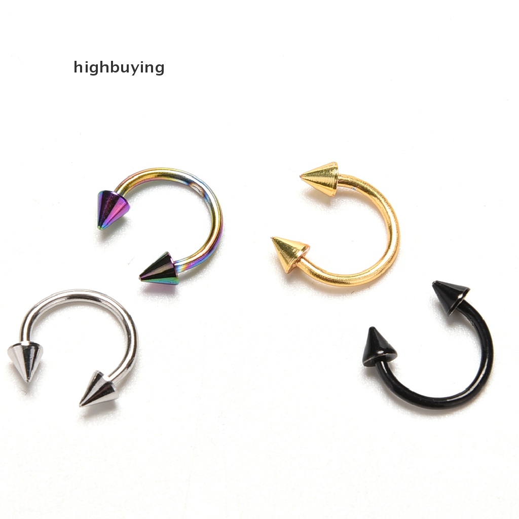 Hbid 1pc Anting Tindik Hidung / Bibir / Tubuh Bentuk Tapal Kuda Bahan Stainless Steel