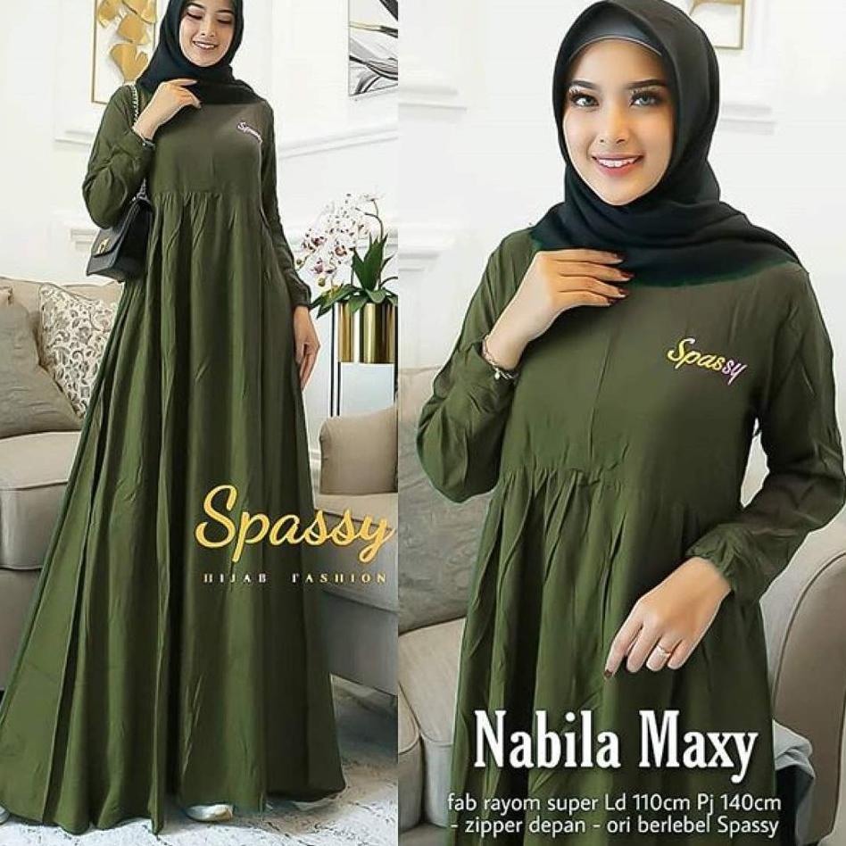 Paling Sesuai.. Nabila Maxy Dress / Gamis Rayon / Bahan Katun Rayon Premium / Gamis Polos Bahan Adem