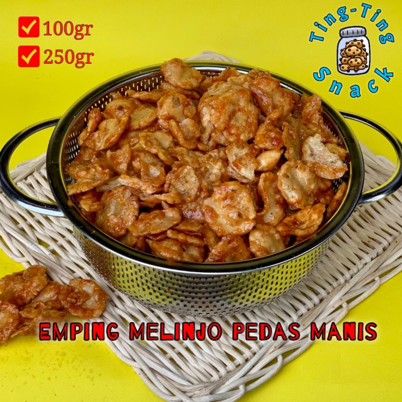 

EMPING PEDAS MANIS 100 GRAM EMPING MELINJO TINGTING SNACK 100GRAM 100GR