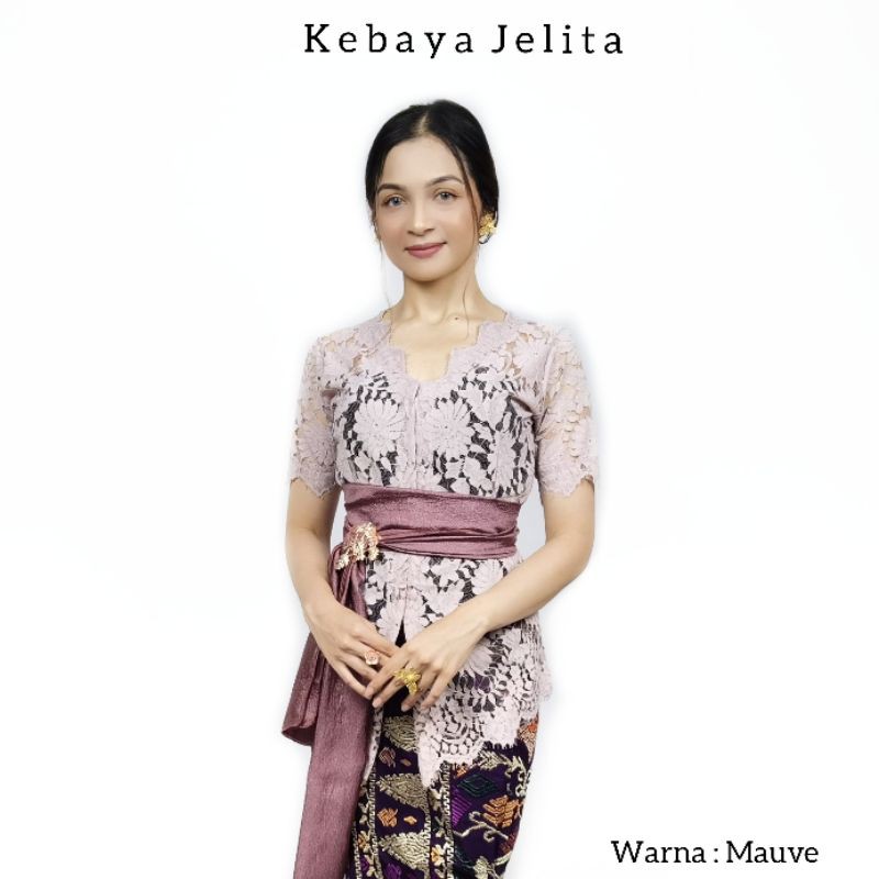 Atasan Kebaya Bali Sabrina Lengan Pendek Semifrance Jelita-Mauve
