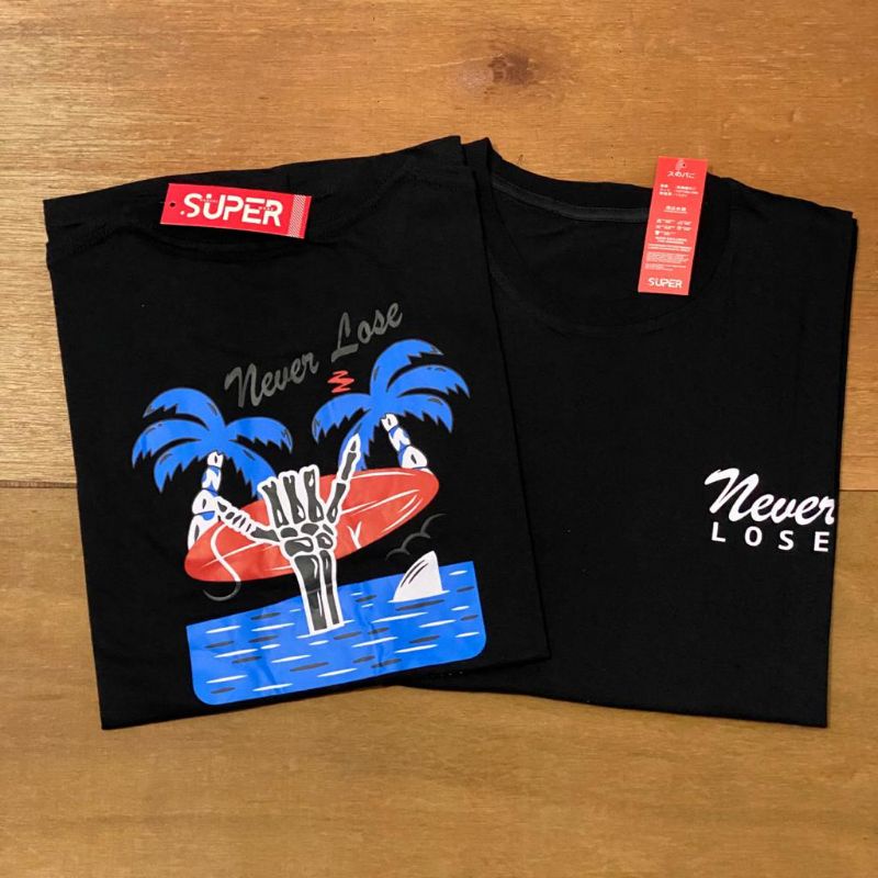 Makmoer.id kaos pria kaos distro kaos hitam kaos lengan pendek atasan casual pria never lose air