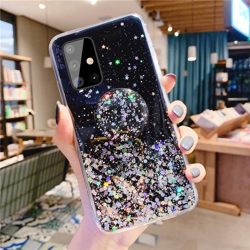 Kasing Hp Samsung A51 A71 A81 A91 New Phone Case Bling Glitter Star Space Tpu Soft Case Samsung A51 With Stand Holder Shopee Indonesia