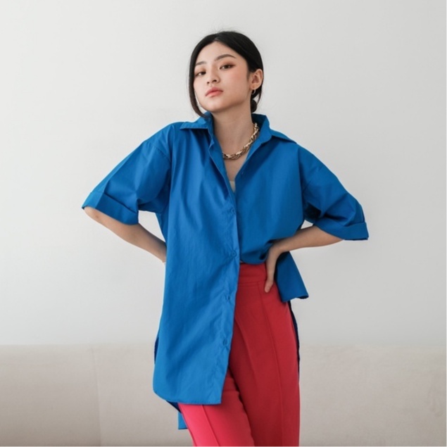 [TAVIA] ELLA BLOUSE / KEMEJA WANITA OVERSIZED / ATASAN / TOP