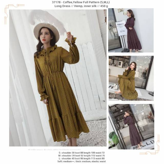 Tunik rempel coklat kuning motif pattern