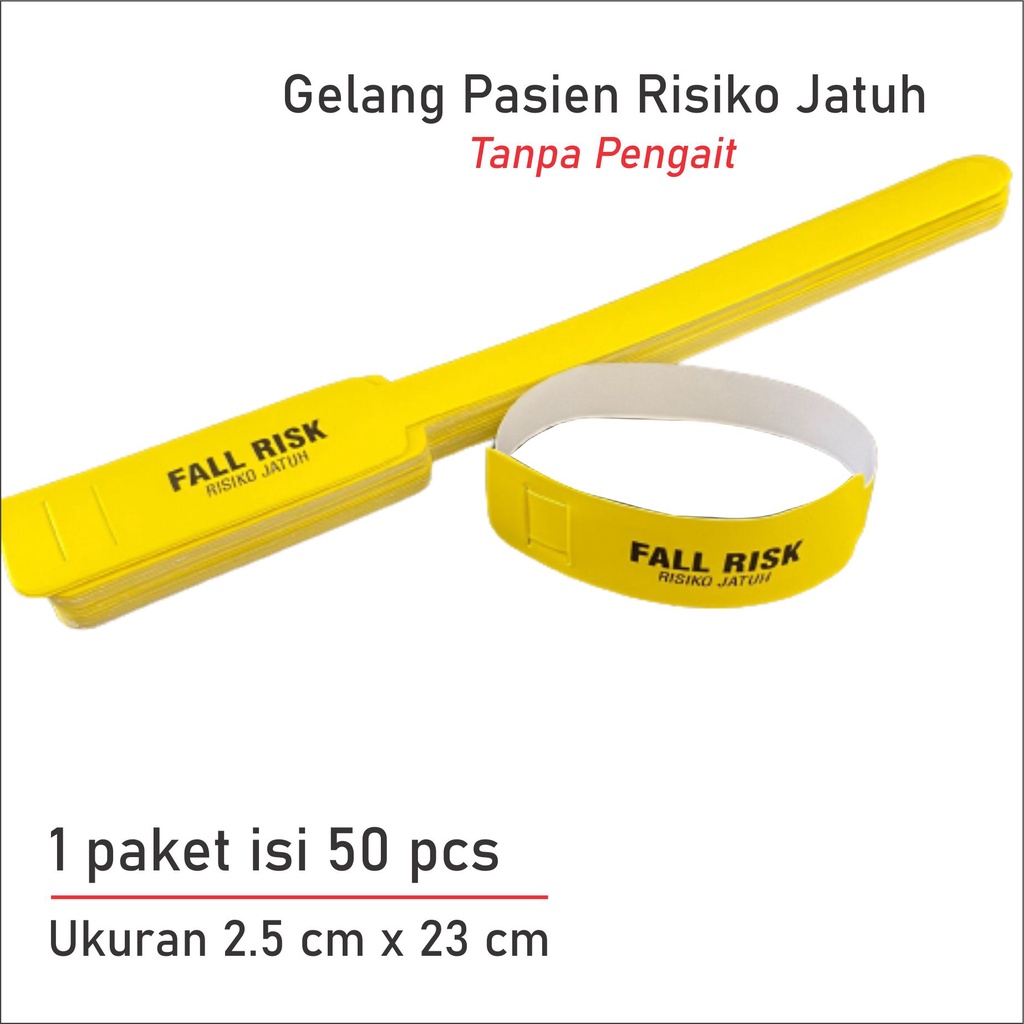 Gelang Pasien Dewasa / Resiko Jatuh / Kuning / Tanpa Pengait