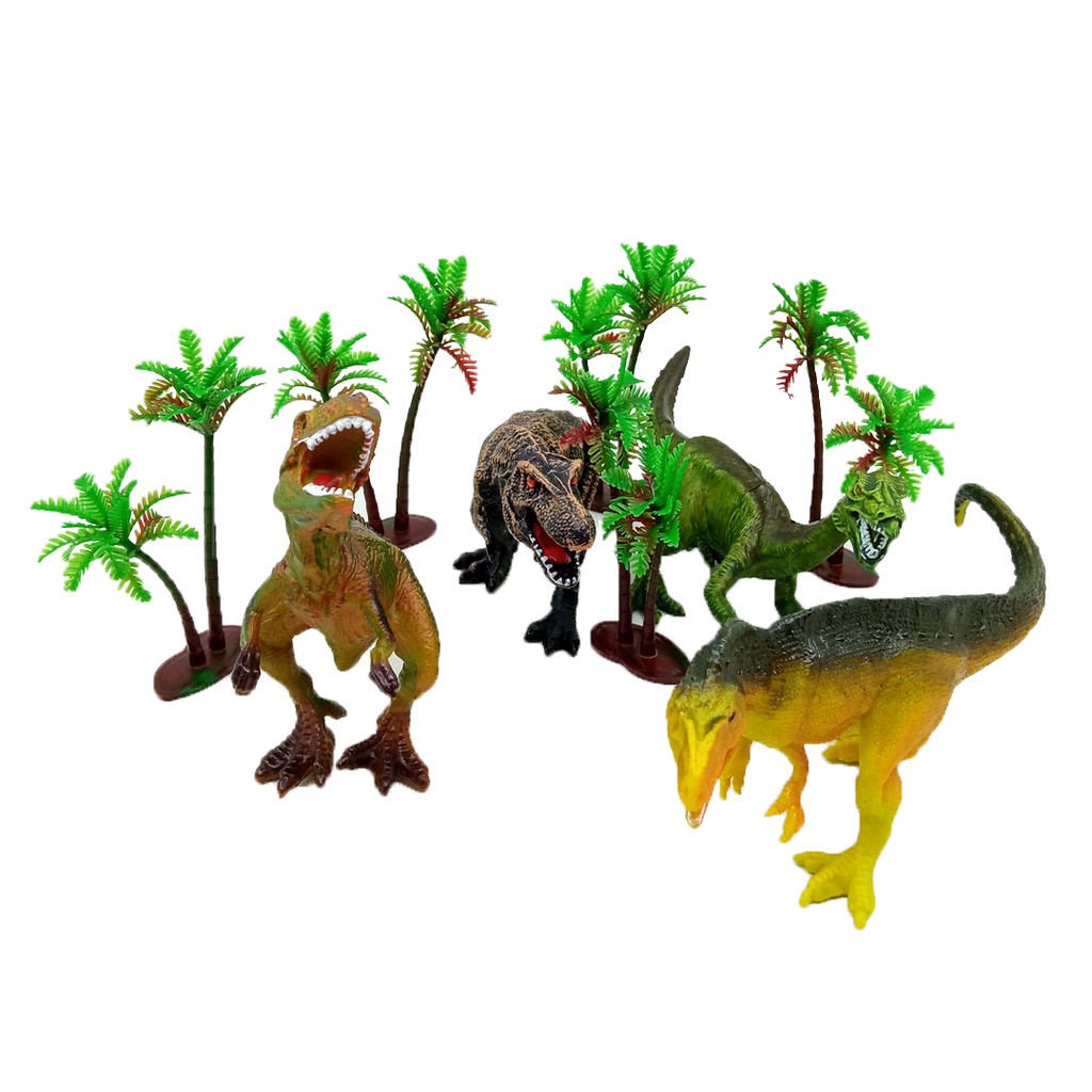 Set Dinosaurus Paradise Box Mainan Anak Miniatur Dino dengan Tanaman