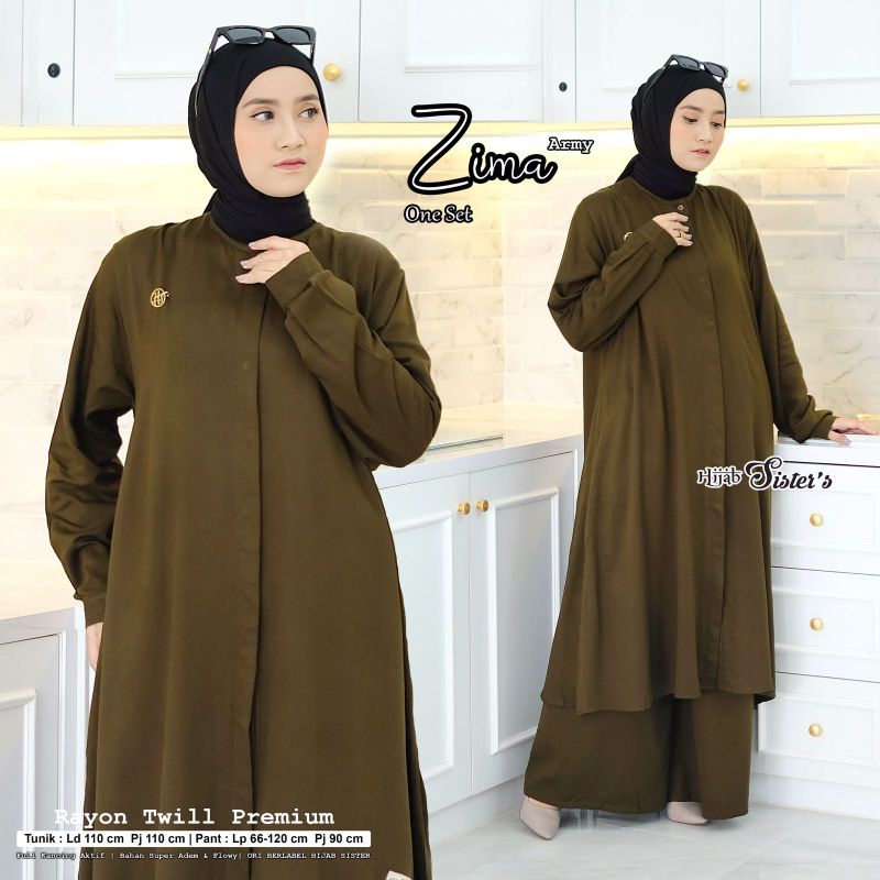Zima One Set By Hijab Sister Setelan Long Tunik Kulot Jumbo
