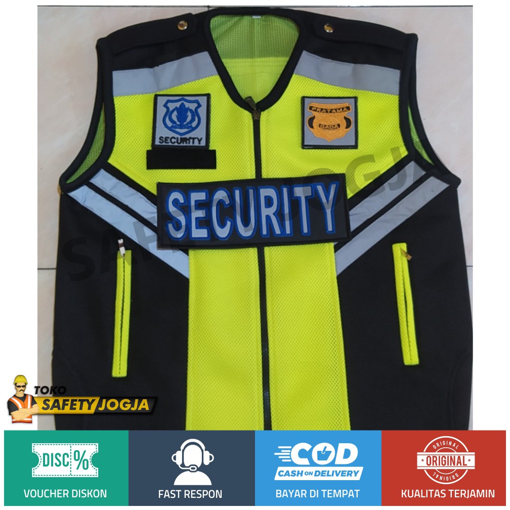 Rompi Security + Emblem / Rompi Satpam dengan Atribut / Rompi Murah Jogja Solo