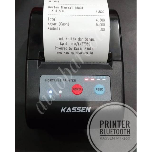 Mobile Printer Bluetooth Thermal 58mm Portable Kassen MT200 RPP02N Pakai Baterai MT-200 MT 200 Support Moka Pawoon Qasir