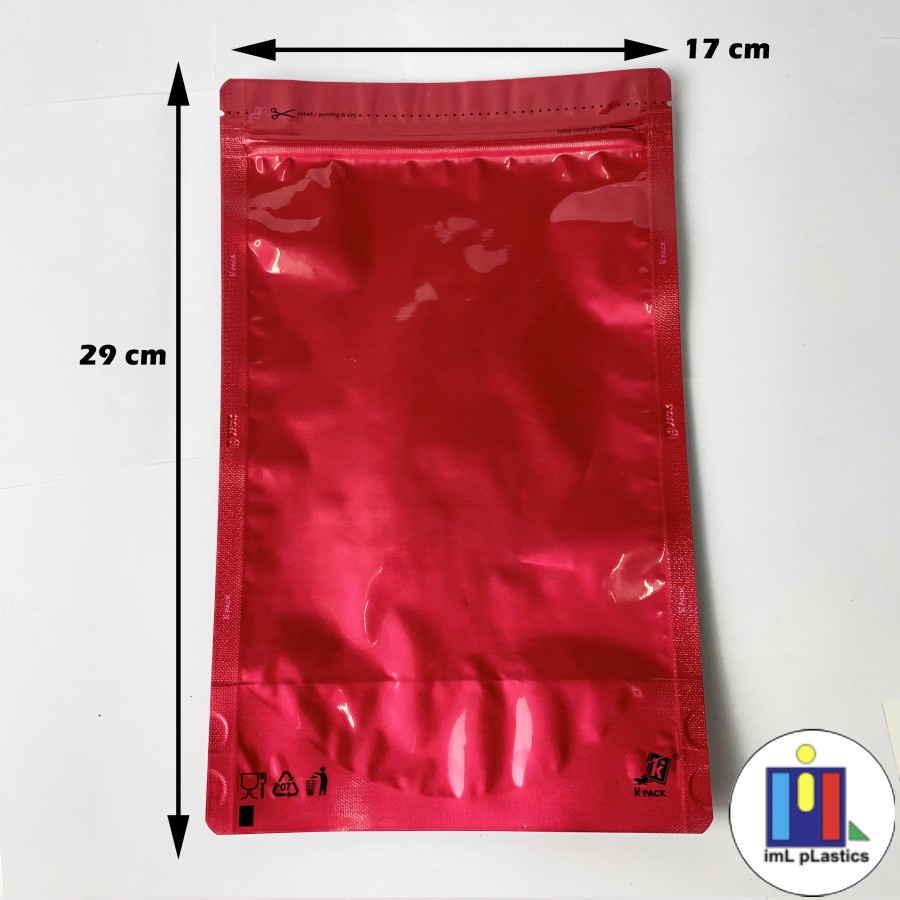 K pack Standing Pouch Merah Super Aluminium Foil 1100gr - per PCS / Lembar