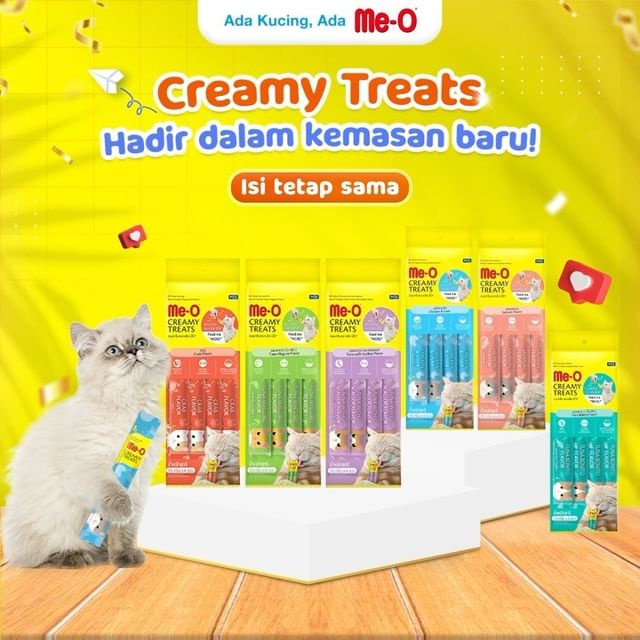 MEO CREAMY TREATS isi 4 Snack Kucing Meo Camilan Kucing Vitamin Kesehatan hewan