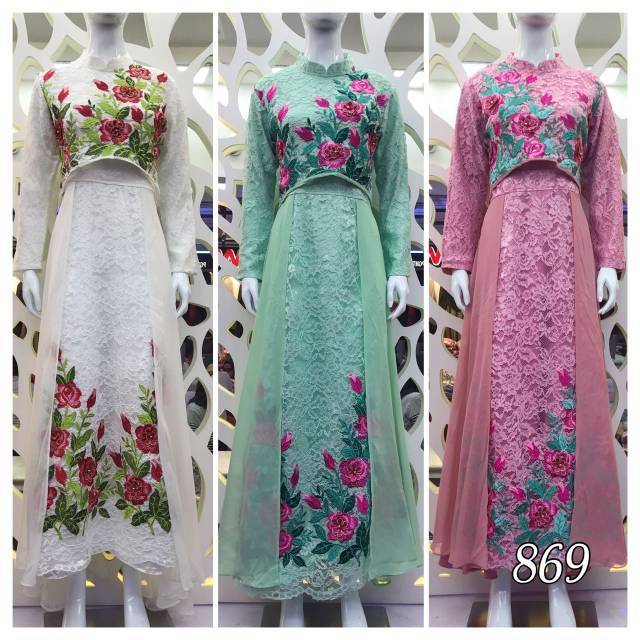 Gamis pesta bahan brukat 869 by jemia