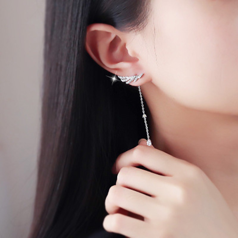 925 anting perak sterling anting-anting wanita dengan perhiasan fashion berlian ED1-4