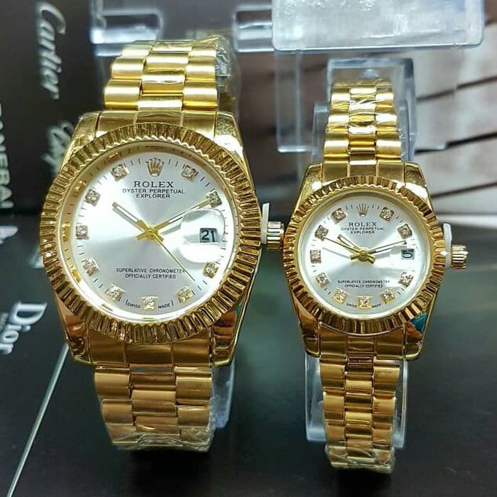 Hot Sale JAM TANGAN PRIA&WANITA MERK ROLEX GOLD COUPLE(HARGA SEPASANG Terbatas