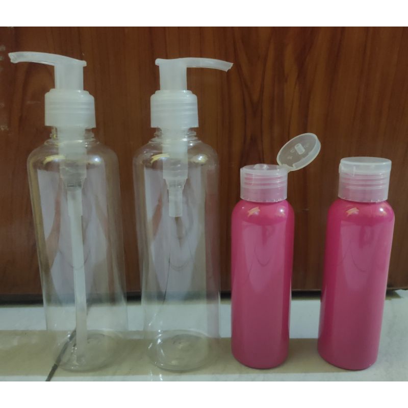 BOTOL PLASTIK PUMP 250ml BENING, BOTOL PLASTIK FLIP TOP 100ml PINK