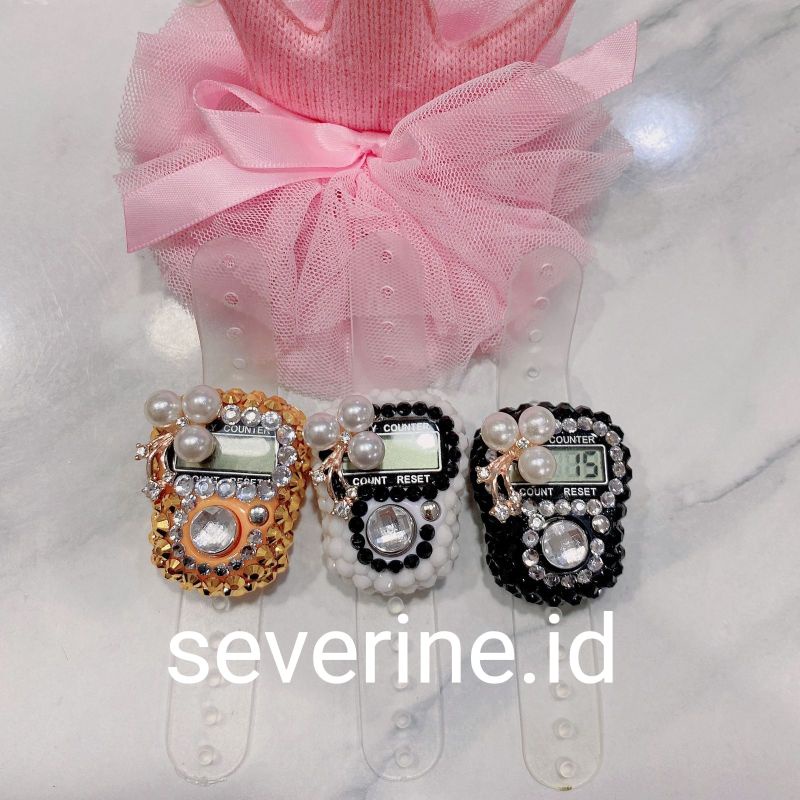 Tasbih digital swarovski cincin hias mutiara diamond blink blink kado ultah cantik