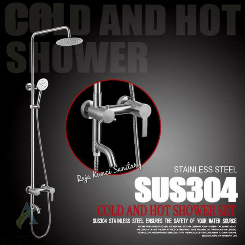 Shower Tiang Column Hitam Black/Shower Set Panas Dingin Stainless Hitam/Black