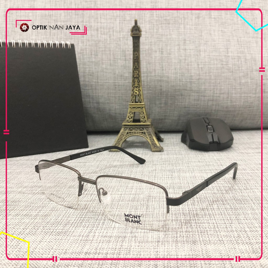 GRATIS LENSA - Frame Kacamata Minus Baca Pria Wanita MontBlanc MB68 Premium