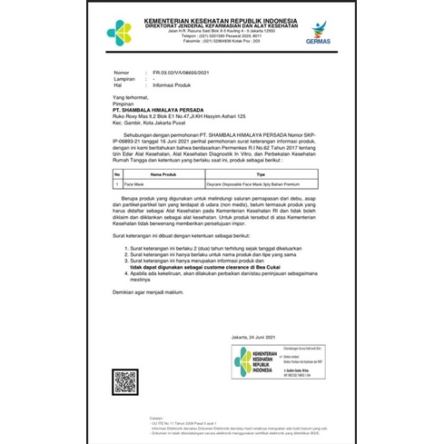 MASKER MEDIS OXYCARE 3ply, Isi 50pcs