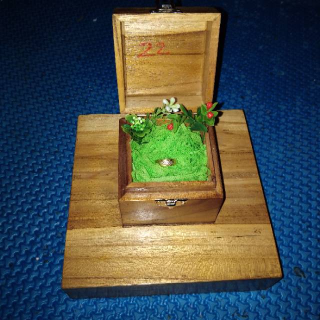 Kotak cincin rustic / kotak cincin kayu