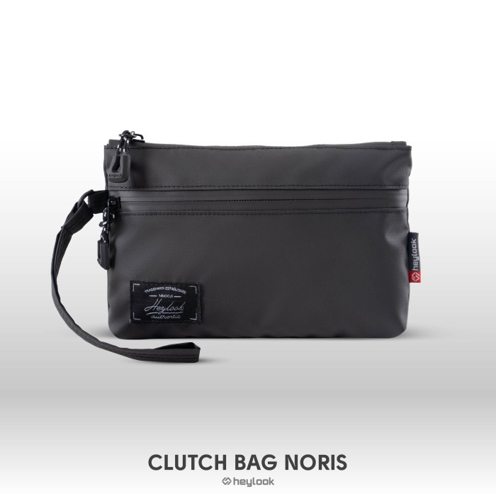 Tas selempang pria CLUTCH BAG NORIS POUCH PRIA WANITA HAND BAG PRIA WANITA WATERPROOF HEY - BLACK Ta