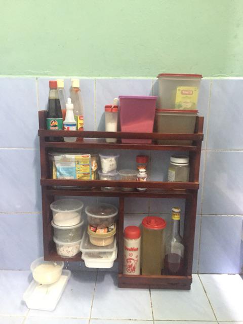 Rak Bumbu Dapur Susun Kayu Ukuran 50x60x9