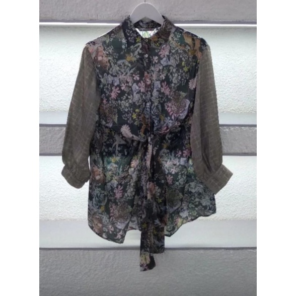 Ready New Benang Jarum Wonderful Harmony Wrap Shirt Grey size S