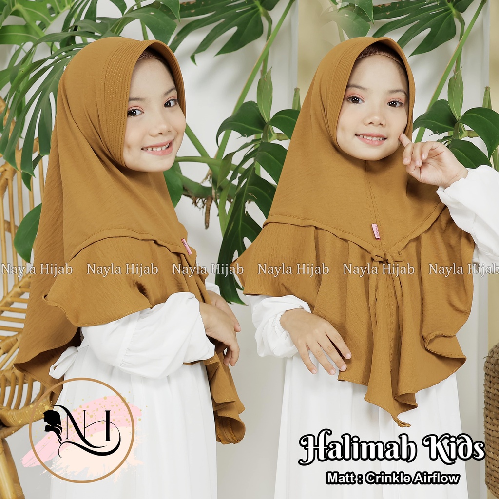 Kerudung Instan Anak Halimah Kids Crinkle Airflow Premium Jilbab Anak Airflow Anti Kusut Nayla Hija'b