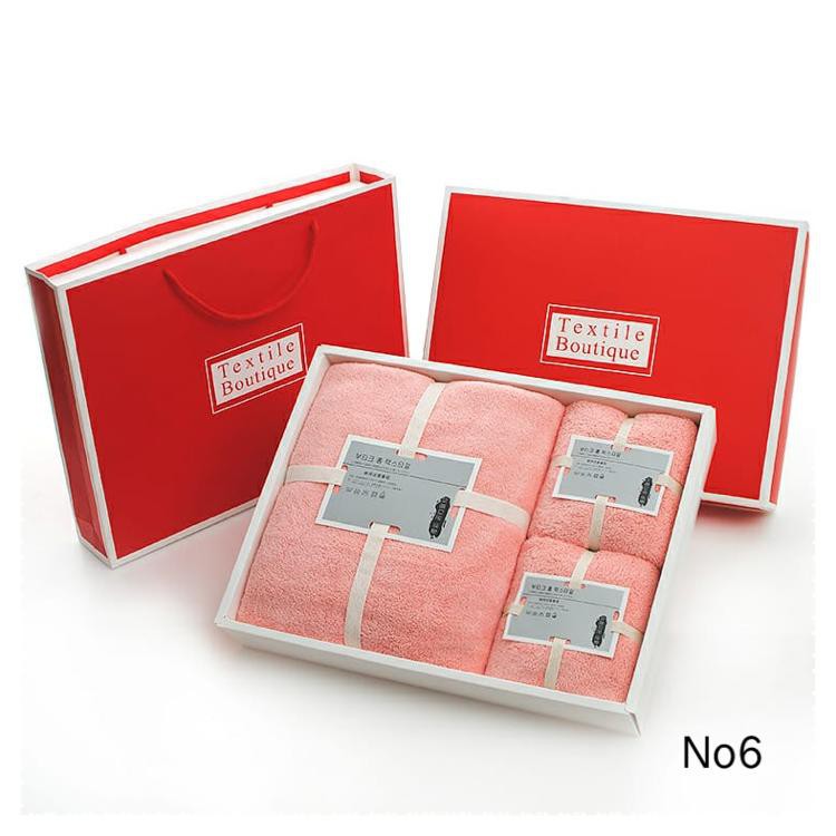 [JUALSEMUA18]Handuk set dapat box + Paper Bag / handuk serap air 1set 3 pcs premium 8003