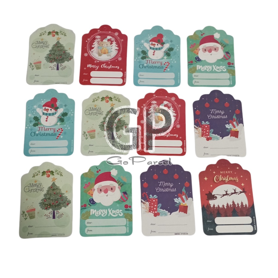 ( Lsn 12 Pc ) SANWA GIFT CARD NATAL - HANG TAG SANSAN WAWA / KARTU UCAPAN - GREETING CARD MERRY CHRISTMAS / XMAS MOTI