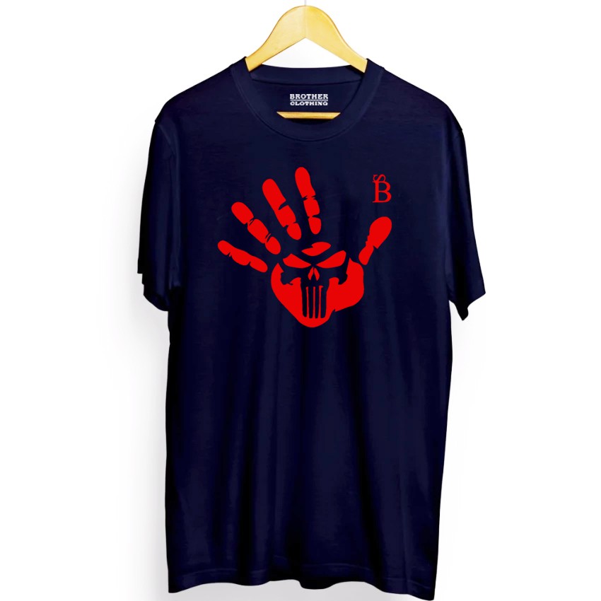 Kaos Distro Skull Hand Red - Abu Misty Premium