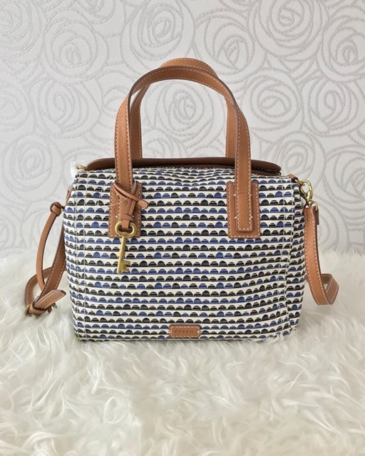 Fossil emma satchel blue print
