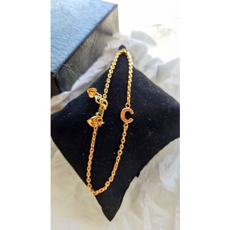 Gelang nama huruf perak (sepuh emas)