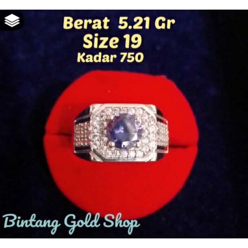 Cincin EMAS ASLI Kadar 750 White Gold