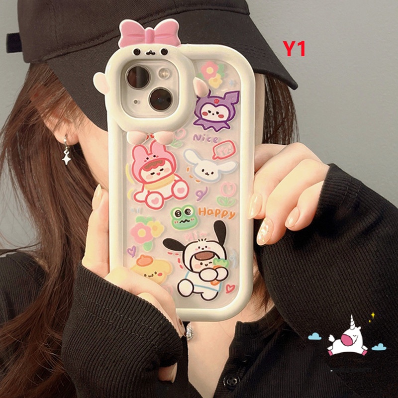 Casing Kuromi Graffiti Lucu Vivo Y35 Y22 Y33S Y16 Y02s Y20 Y21 Y15s Y15A Y12 V25 V25E Y11 Y51 Y31 Y51A Y53s Y15 Y20s Y30 Y91 Y91C V23E Y12i Y17 Y20i Y12s V23 Bow Monster Soft Cover