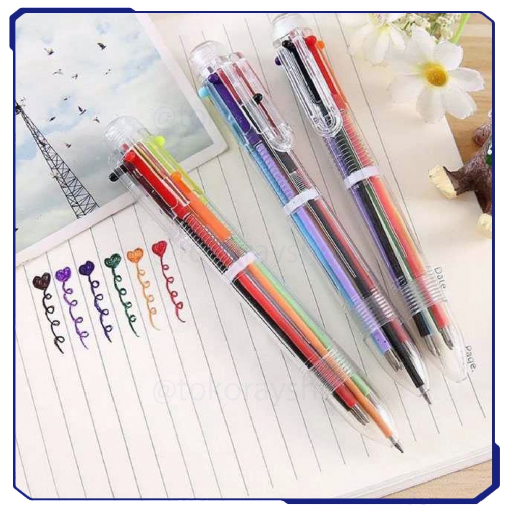 

Pulpen 6 in 1 Pena Bolpoin Multi Warna Warni