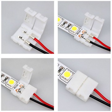 10mm cable 2pin DC Connector Adapter For SMD 5050 / 5630 LED Strip