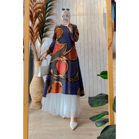 Tunik/long tunik Batik Sutra Dolby