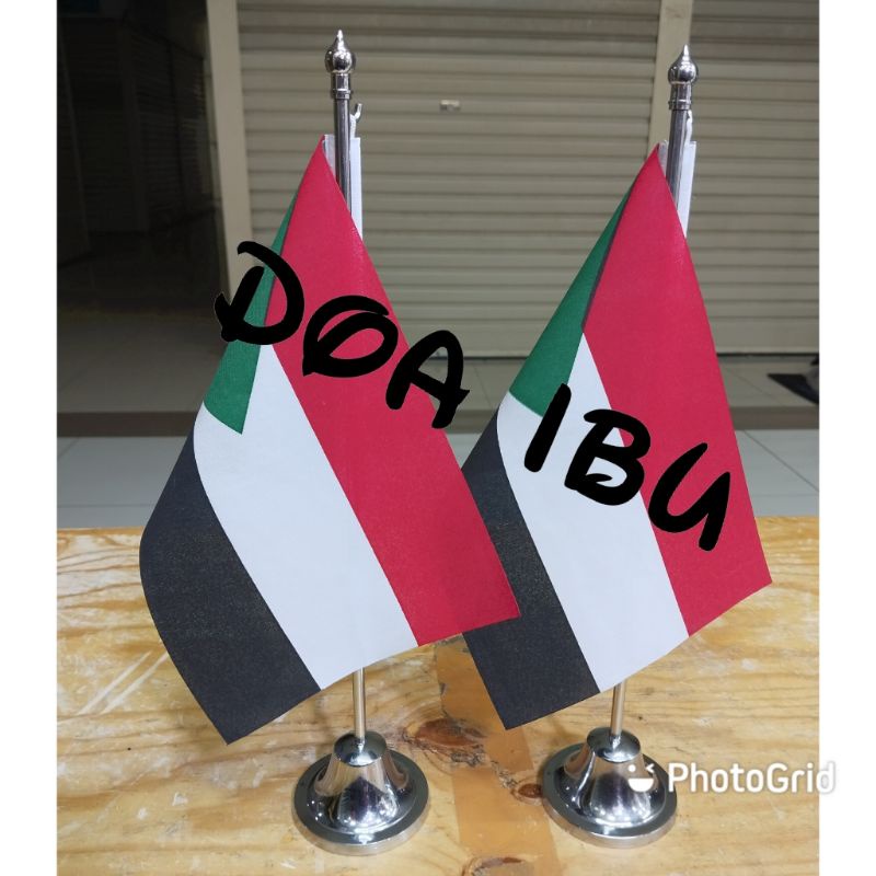 

best seller tiang stenlis meja+bendera SUDAN ready stock