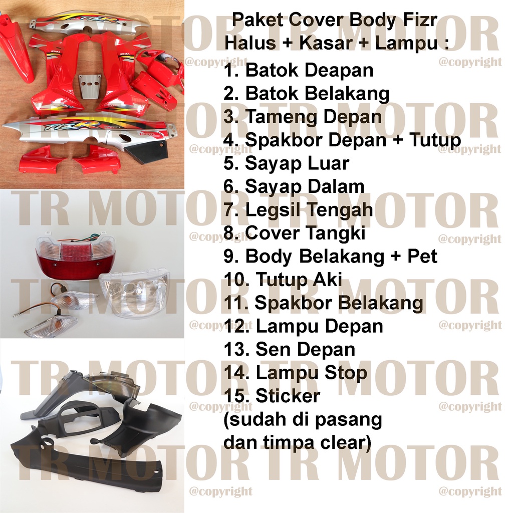 Cover Body Fizr F1zr Limited Edition Merah Silver Full Set Halus Cover Bodi Yamaha Fiz r