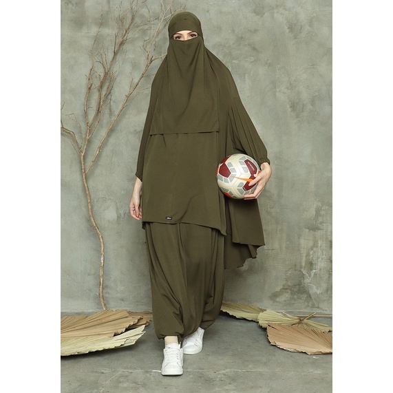 TERBARU Allev Risha Set Sirwal Akhwat - Hijau Army