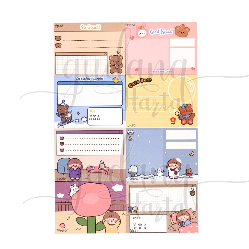 Sticky Notes Girl And Bear Notes Motif Beruang Dan Gadis DIY GH 301291