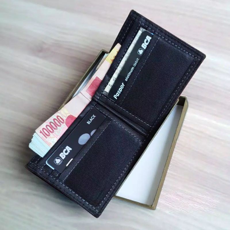 Dompet Pria Bahan Kanvas Tebal DK900 Free BOX Dompet Lipat Polos Original + BOX-1