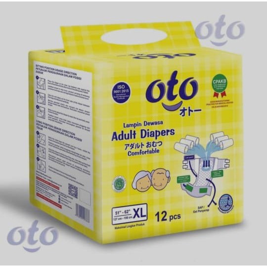 OTO Premium Adult Diapers Popok Dewasa Perekat ukuran XL isi 12 uk 130cm-155cm